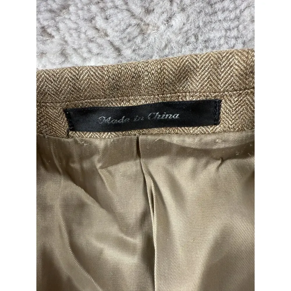 Lauren Ralph Lauren Size 44L Wool Silk Blend Career Blazer Jacket‎ Beige Notched
